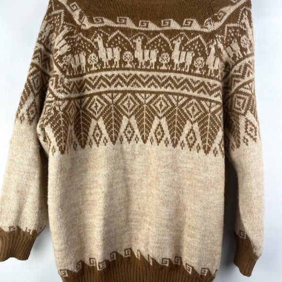 THE ALPACA CONNECTION LG/XL 100% ALPACA CARDIGAN,NORDIC PATTERN HANDMADE IN PERU - Picture 4 of 11